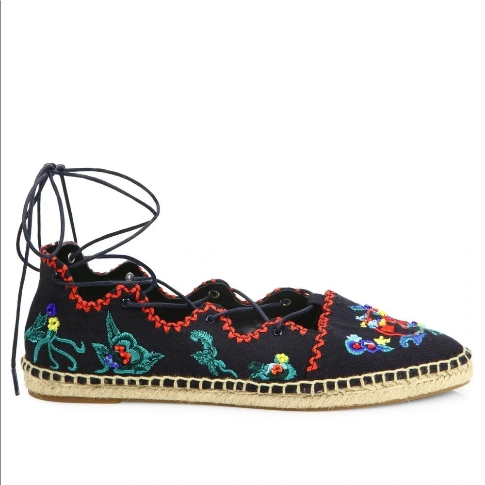 New Tory Burch Sonoma Lace up Embroidered Gillie Espadrille size 7 - Picture 6 of 10